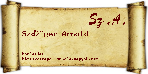 Száger Arnold névjegykártya