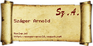 Száger Arnold névjegykártya